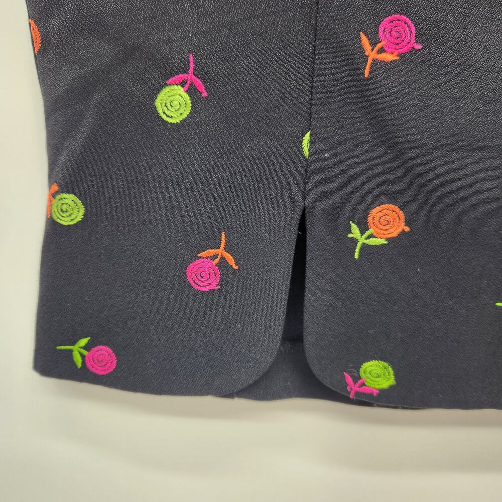 VTG. Jason Matthews Black‎ Floral Embroidered Sleeveless Blouse Women's L - Picture 4 of 7